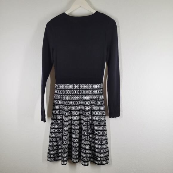 Cynthia Rowley Knit Sweater Dress Womens XS Black Geometric Classic office - Picture 4 of 10